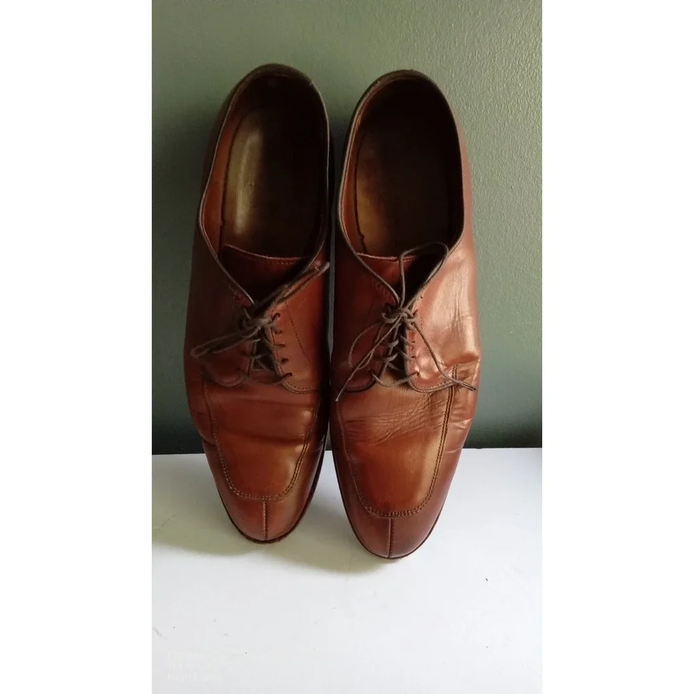 Leather Dress Shoes Brown Lace Up Oxford Business‎ Casual Size Unknown